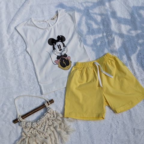 Set Bộ Cotton Gấu Pooh và Mickey cho Bé - Đồ Ngủ Thoải Mái, Phù Hợp Từ 1-6 Tuổi, Vải Mềm Mịn, Hàng Xuất Khẩu Chính Hãng