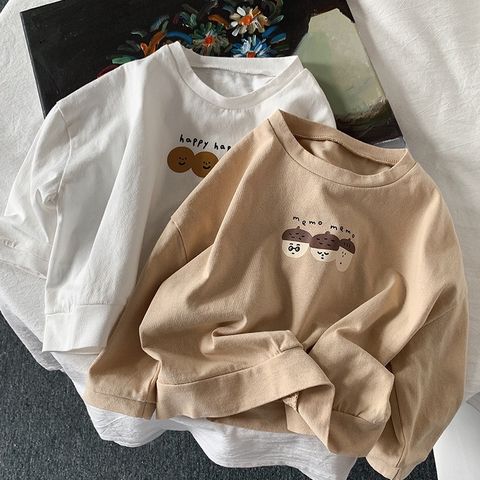Áo Thun Dài Tay Hạt Dẻ và Smile Thu Đông CHO BÉ Chất Cotton thấm hút thoải mái