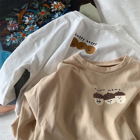 Áo Thun Dài Tay Hạt Dẻ và Smile Thu Đông CHO BÉ Chất Cotton thấm hút thoải mái