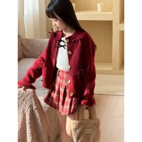Chân Váy Dạ Kẻ Caro Đỏ Xếp Ly Dáng Ngắn Chữ A Có Quần Bảo Hộ Cho Bé Gái - Thời Trang Hàng Quảng Châu Thu Đông 2026