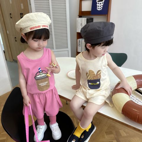 Bộ Ba Lỗ Hình Bánh Mì, Khoai Tây Chiên, Capuchino Dễ Thương Cho Bé - Thời Trang Hàn Quốc Chất Cotton Thoáng Mát
