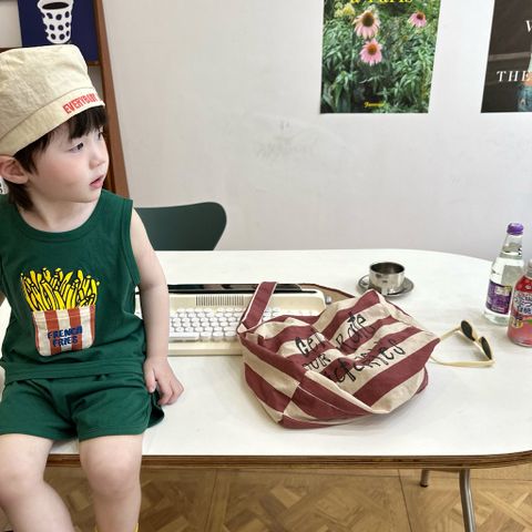 Bộ Ba Lỗ Hình Bánh Mì, Khoai Tây Chiên, Capuchino Dễ Thương Cho Bé - Thời Trang Hàn Quốc Chất Cotton Thoáng Mát