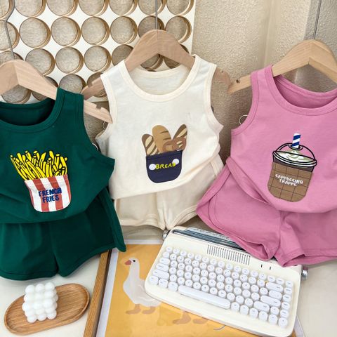 Bộ Ba Lỗ Hình Bánh Mì, Khoai Tây Chiên, Capuchino Dễ Thương Cho Bé - Thời Trang Hàn Quốc Chất Cotton Thoáng Mát
