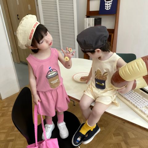 Bộ Ba Lỗ Hình Bánh Mì, Khoai Tây Chiên, Capuchino Dễ Thương Cho Bé - Thời Trang Hàn Quốc Chất Cotton Thoáng Mát