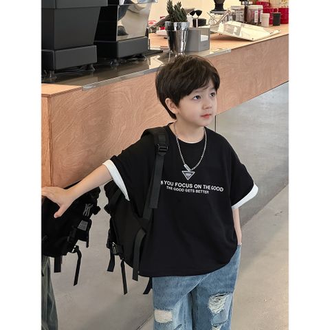 Áo Thun Ngắn Tay Cotton Dáng Rộng Basic Hàn Quốc Cho Bé Trai - Thời Trang Năng Động AMBB Chính Hãng