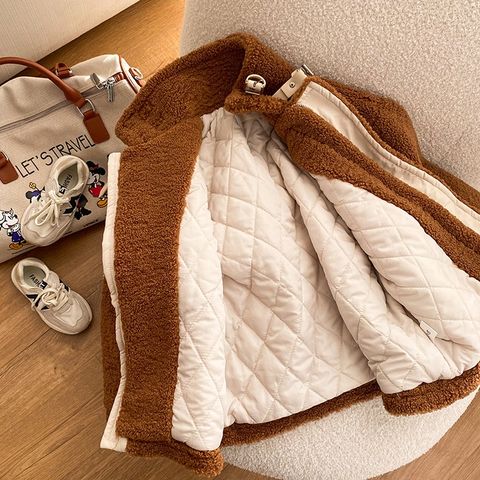 [Xả kho] Áo Khoác Ngắn Lông Nâu Hàng Ambbkids Phong Cách Hàn Quốc Siêu Ngầu Cho Bé