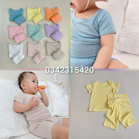 Bộ Cộc Tay Quần Lửng Cạp Cao Vải Quảng Châu Cao Cấp Oh Baby