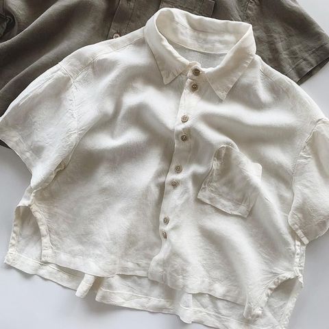 Áo Sơ Mi Cotton Mỏng Mát Mùa Hè 2023 Cho Bé Trai & Bé Gái - Phong Cách Hàn Quốc Cá Tính Thời Trang Trẻ Em