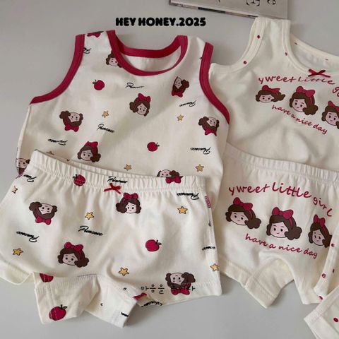 Bộ Đồ Lót Dễ Thương Cho Bé Gái - Cotton Mềm Mại, An Toàn - Thiết Kế Xinh Xắn Dành Cho Mùa Hè - Quần và Áo Ba Lỗ Tiện Lợi