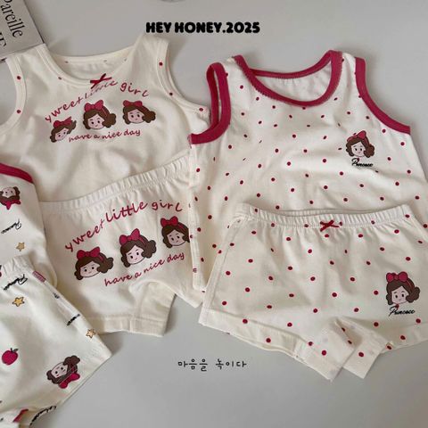 Bộ Đồ Lót Dễ Thương Cho Bé Gái - Cotton Mềm Mại, An Toàn - Thiết Kế Xinh Xắn Dành Cho Mùa Hè - Quần và Áo Ba Lỗ Tiện Lợi
