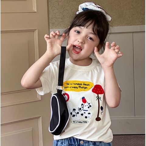 Áo Thun Bé Gái Thêu Hình Dễ Thương - Phong Cách Hàn Quốc, Cotton Mềm Mát, Thoáng Khí, Size 2-8 Tuổi, Họa Tiết Hoạt Hình Ngộ Nghĩnh