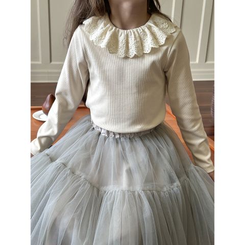 Áo Dài Tay Thun Tăm Cổ Ren Búp Bê Dày Dặn Cho Bé Gái - Thời Trang Thu Đông Ambbkids Quảng Châu Size 90-150