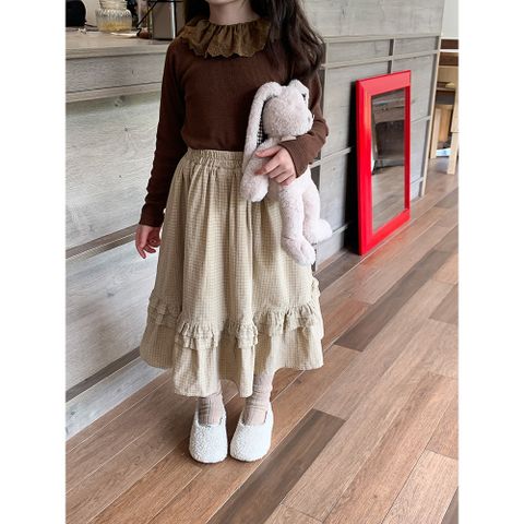 Áo Dài Tay Thun Tăm Cổ Ren Búp Bê Dày Dặn Cho Bé Gái - Thời Trang Thu Đông Ambbkids Quảng Châu Size 90-150