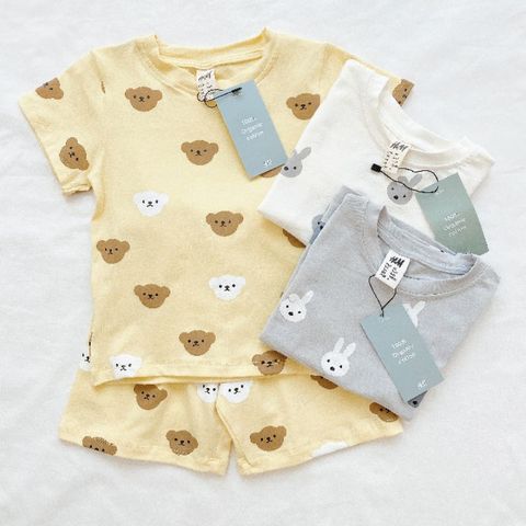 [VNXK] Bộ Đồ HM Cộc Tay Cotton Hè Hàng Xuất Dư Xịn Hình Gấu Thỏ, Khủng Long Đáng Yêu Cho Bé Trai Bé Gái