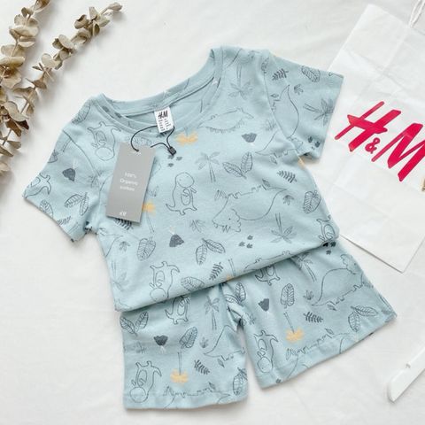 [VNXK] Bộ Đồ HM Cộc Tay Cotton Hè Hàng Xuất Dư Xịn Hình Gấu Thỏ, Khủng Long Đáng Yêu Cho Bé Trai Bé Gái
