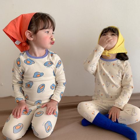 Bộ Quần Áo Dài Tay Hoạt Hình Cotton Mùa Thu Cho Bé Trai Gái - Thoáng Khí, Dễ Chịu, Phong Cách Hàn Quốc 200g