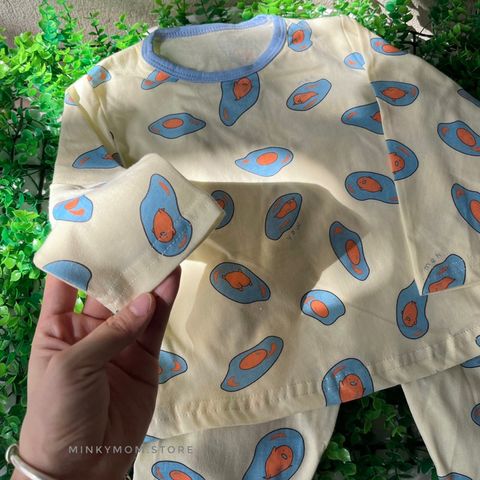 Bộ Quần Áo Dài Tay Hoạt Hình Cotton Mùa Thu Cho Bé Trai Gái - Thoáng Khí, Dễ Chịu, Phong Cách Hàn Quốc 200g