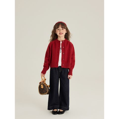 Áo Khoác Len Cardigan Màu Đỏ Thời Trang Cho Bé Gái - Áo Dệt Kim Ấm Áp Mùa Giáng Sinh và Năm Mới Ambbkids