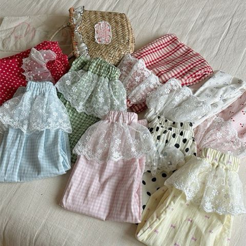 Quần Dài Chống Muỗi Phối Ren Giả Váy Dễ Thương Cho Bé Gái - Dáng Suông Cotton Mùa Hè, Thoáng Mát và Êm Ái