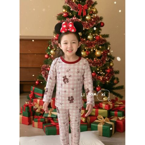 Bộ Đồ Ngủ Lót Lông Ấm Áp Màu Đỏ Giáng Sinh Cho Bé - Thời Trang Thu Đông Dễ Thương Cho Bé Trai Gái 2025