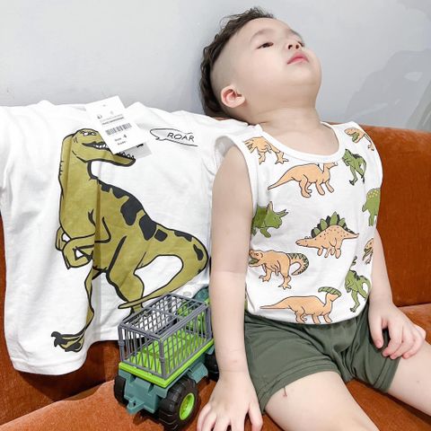 [VNXK] - SET 3 CHI TIẾT 2 ÁO + 1 QUẦN HÌNH KHỦNG LONG CHO BÉ TRAI SIÊU ĐẸP