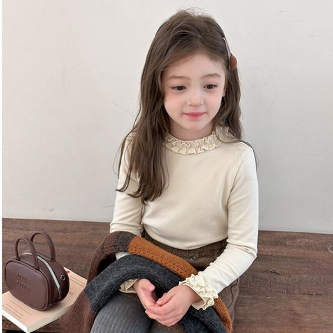 Áo Thun Dài Tay Bé Gái Cổ Bèo AmbbKids - Thời Trang Hàn Quốc Dễ Thương, Chất Liệu Cotton Mềm Mại, Size 90-150