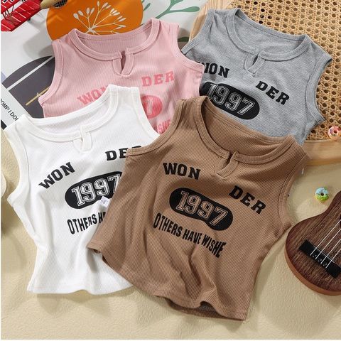 Áo Thun Tăm Sát Nách Chữ 1997 Cho Bé Gái - Hàng Quảng Châu, 100% Cotton Dịu Nhẹ, Phù Hợp Mùa Hè 2024