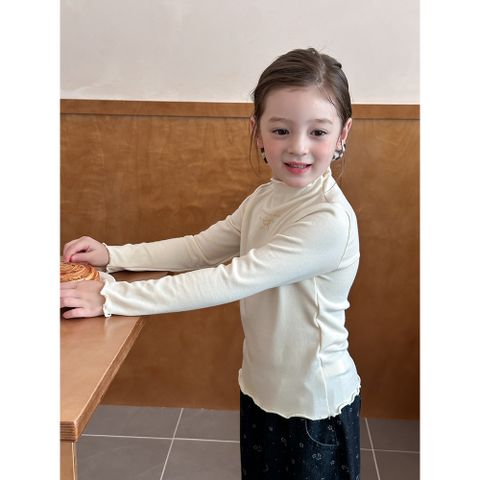 [Ambbkids] Áo Dài Tay Giữ Nhiệt Cổ Nhún Viền Ngọt Ngào, Mềm Mại Cho Bé Gái Phong Cách Hàn Quốc Thu Đông 2025