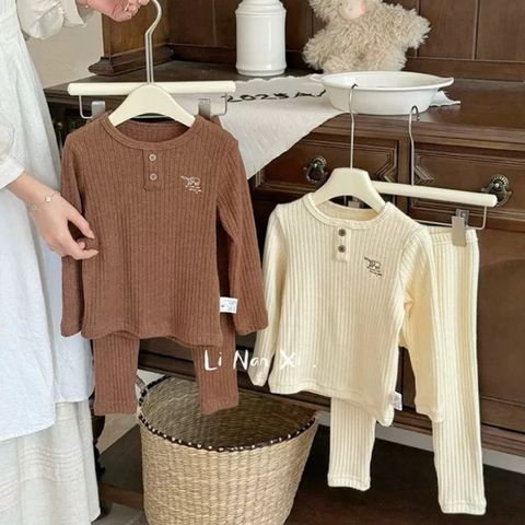 Bộ Quần Áo Dài Tay Len Tăm 2 Cúc Cao Cấp Hàn Quốc - Thời Trang Thu Đông Cho Bé Trai & Bé Gái Mới Nhất 2025
