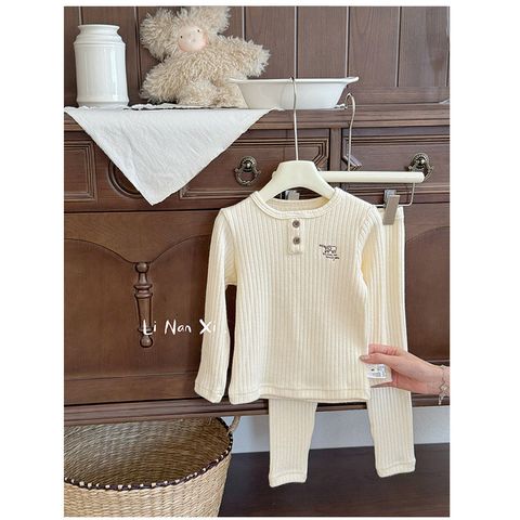 Bộ Quần Áo Dài Tay Len Tăm 2 Cúc Cao Cấp Hàn Quốc - Thời Trang Thu Đông Cho Bé Trai & Bé Gái Mới Nhất 2025