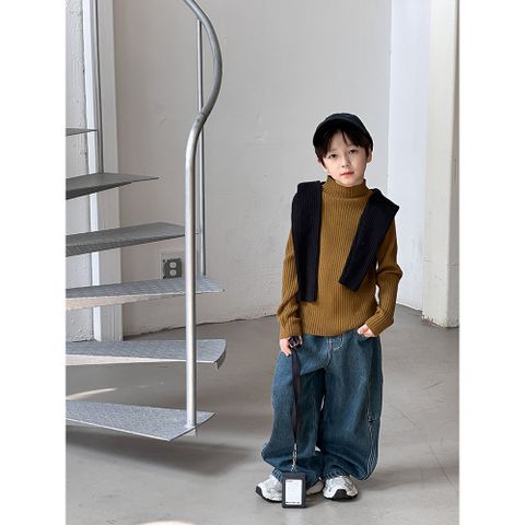 Áo Len Cổ Cao Ambb Kids Dệt Kim Cho Bé Gái Bé Trai - Thiết Kế Thu Đông 2025, Ấm Áp Mềm Mại, Size 90-150