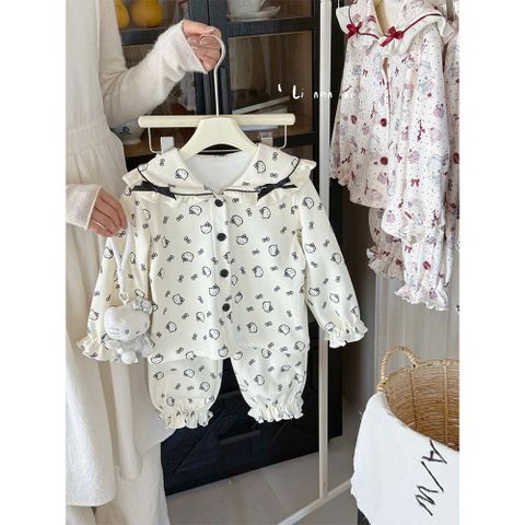 Bộ Đồ Ngủ Pijama Lót Lông Cừu Đính Nơ Dễ Thương Cho Bé Gái - Thời Trang Cao Cấp Hàn Quốc 2025, Size 90-130