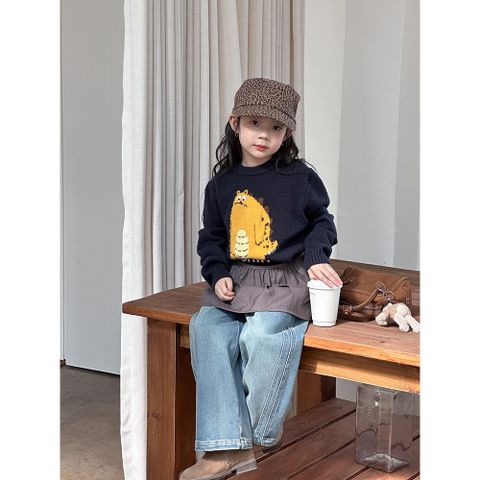 Áo Len Dệt Kim Cổ Tròn Cho Bé Ambbkids 2025 - Hoạt Hình Dễ Thương, Chống Xù, Co Dãn Mềm Mại Phong Cách Thu Đông Phương Tây