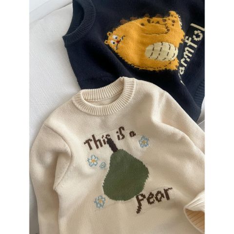 Áo Len Dệt Kim Cổ Tròn Cho Bé Ambbkids 2025 - Hoạt Hình Dễ Thương, Chống Xù, Co Dãn Mềm Mại Phong Cách Thu Đông Phương Tây