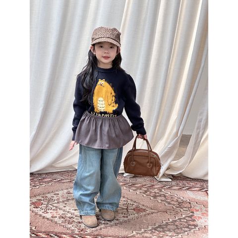 Áo Len Dệt Kim Cổ Tròn Cho Bé Ambbkids 2025 - Hoạt Hình Dễ Thương, Chống Xù, Co Dãn Mềm Mại Phong Cách Thu Đông Phương Tây