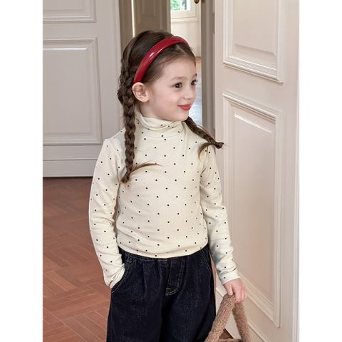 Áo Giữ Nhiệt Cổ Lọ Chấm Bi Ambbkids Cho Bé Gái Dáng Ôm Co Dãn - Thời Trang Thu Đông Hàn Quốc Mới Nhất 2024