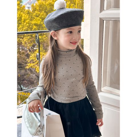Áo Giữ Nhiệt Cổ Lọ Chấm Bi Ambbkids Cho Bé Gái Dáng Ôm Co Dãn - Thời Trang Thu Đông Hàn Quốc Mới Nhất 2024
