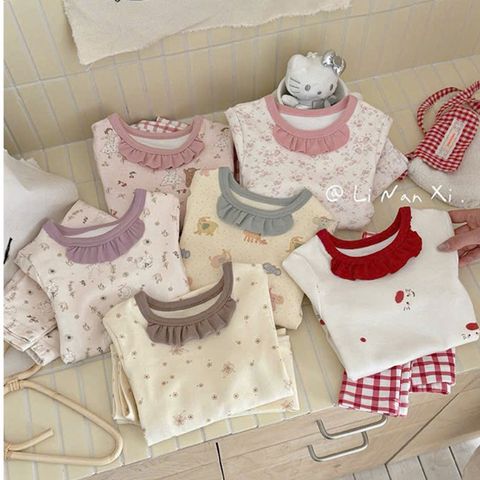 Bộ Đồ Ngủ Dài Tay Hoạt Hình Xinh Bằng Cotton Cho Bé Gái - Mẫu Mới 2025, Chất Liệu Cao Cấp, Phong Cách Hàn Quốc