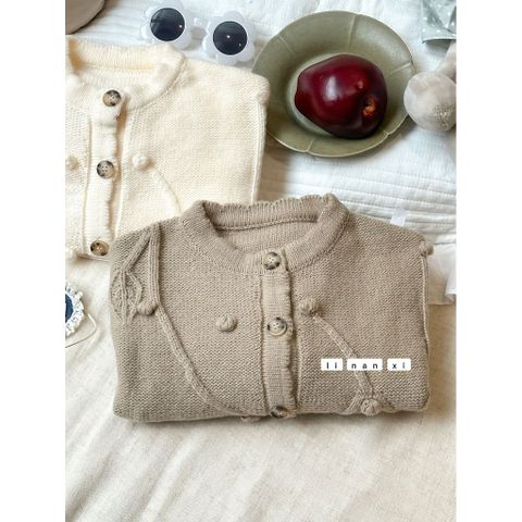 Áo Len Dệt Kim Cardigan Nụ Hoa Lá Hàn Quốc - Thời Trang Mùa Xuân Cho Bé Trai, Bé Gái, Co Dãn, Mềm Mại, Size 90-130