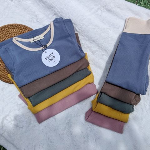 Bộ Đồ Dài Tay Len Tăm MinkyMom Cho Bé - Bộ Thời Trang Mềm Mịn Cạp Cao Thu Đông, Giữ Ấm Tuyệt Đối