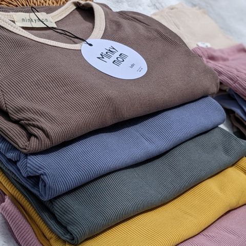 Bộ Đồ Dài Tay Len Tăm MinkyMom Cho Bé - Bộ Thời Trang Mềm Mịn Cạp Cao Thu Đông, Giữ Ấm Tuyệt Đối