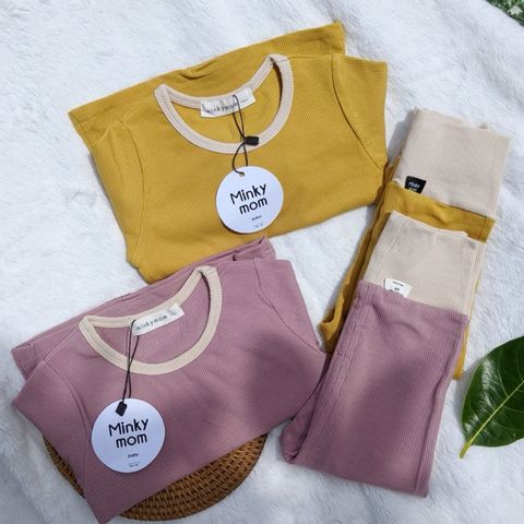 Bộ Đồ Dài Tay Len Tăm MinkyMom Cho Bé - Bộ Thời Trang Mềm Mịn Cạp Cao Thu Đông, Giữ Ấm Tuyệt Đối