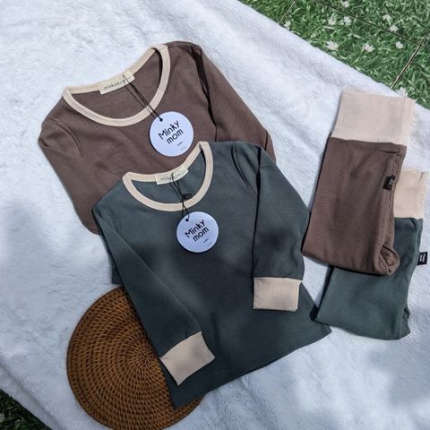 Bộ Đồ Dài Tay Len Tăm MinkyMom Cho Bé - Bộ Thời Trang Mềm Mịn Cạp Cao Thu Đông, Giữ Ấm Tuyệt Đối