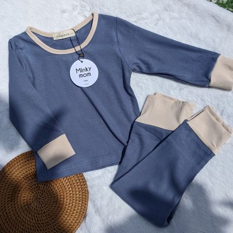 Bộ Đồ Dài Tay Len Tăm MinkyMom Cho Bé - Bộ Thời Trang Mềm Mịn Cạp Cao Thu Đông, Giữ Ấm Tuyệt Đối