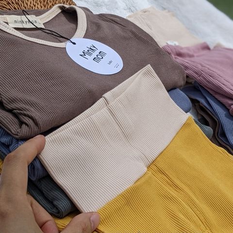 Bộ Đồ Dài Tay Len Tăm MinkyMom Cho Bé - Bộ Thời Trang Mềm Mịn Cạp Cao Thu Đông, Giữ Ấm Tuyệt Đối
