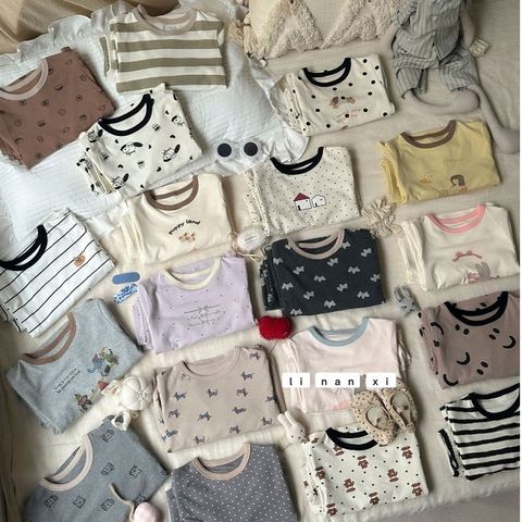 Bộ Đồ Dài Tay Đẹp Cho Bé Trai/Gái Thu Đông 2024 - Chất Cotton Dệt Khung Hàn Quốc Ấm Áp và Dễ Thương