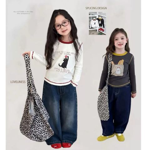 Áo Thun Dài Tay Hoạt Hình Mèo Con Dễ Thương Cho Bé Gái - Phong Cách Hàn Quốc Thu Đông, Áo Croptop Ngọt Ngào Vui Tươi