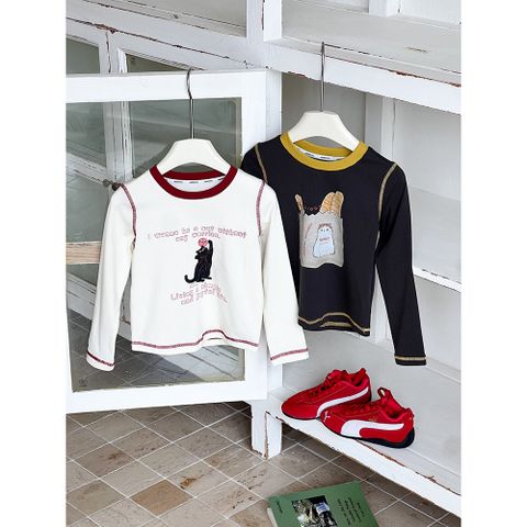 Áo Thun Dài Tay Hoạt Hình Mèo Con Dễ Thương Cho Bé Gái - Phong Cách Hàn Quốc Thu Đông, Áo Croptop Ngọt Ngào Vui Tươi