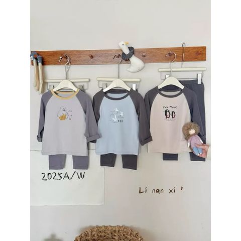 Bộ Đồ Ngủ Dài Tay Trẻ Em LINANXI - Cotton Mềm Mại, Họa Tiết Dễ Thương Cho Bé Trai & Bé Gái, Mùa Thu Đông 2025
