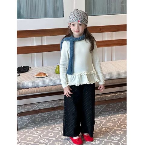 Set đồ bé gái AmbbKids - Áo thun trắng nhún tầng kết hợp quần ống đứng chấm bi thời trang, thoải mái và dễ thương cho bé 3-10 tuổi